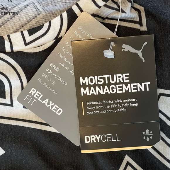 NWT PUMA Cropped Drycell Logo Sport Tee in Black, White, and Gray - Picture 4 of 6